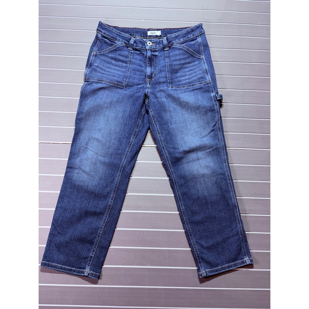 Edgely Womens Carpenter Jeans Size 16 Dark Wash High Rise Straight Leg Utility